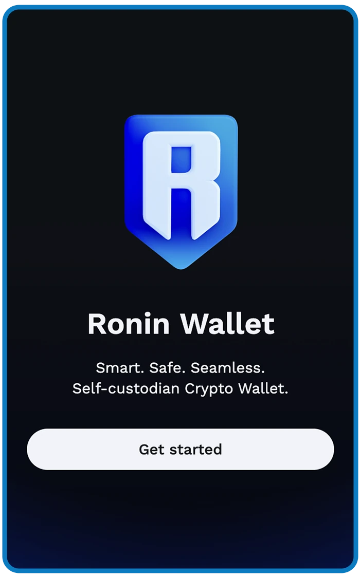Ronin Wallet browser extension Get started screen.