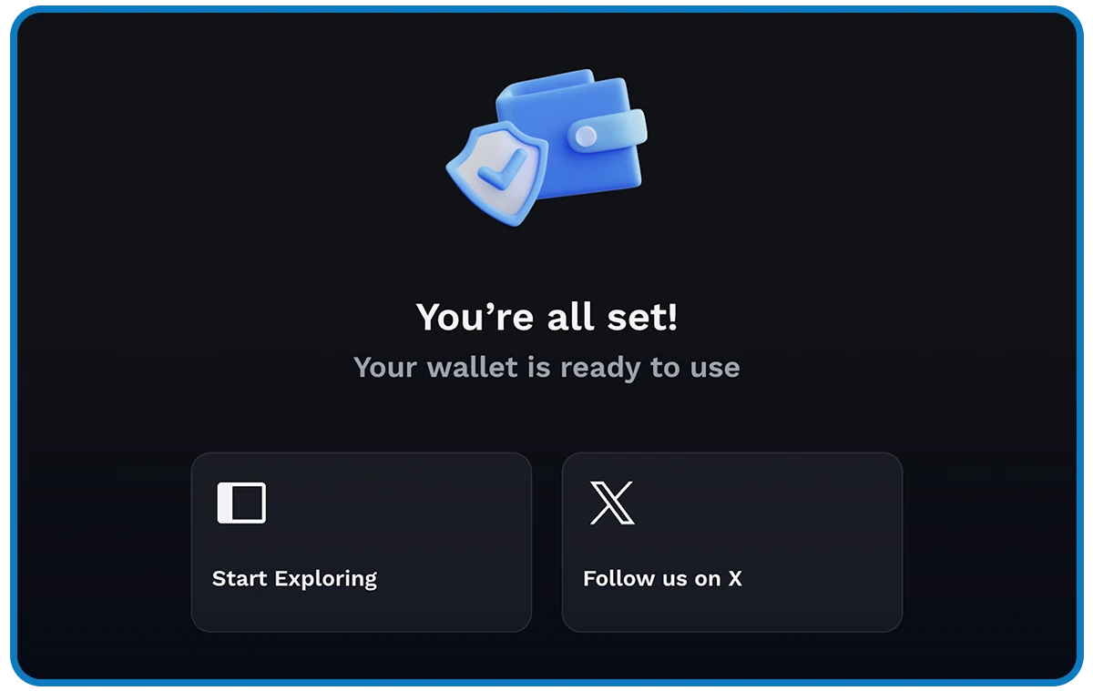 Ronin Wallet confirmation that the new wallet was created successfully.
